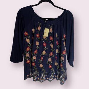 ⭐️ Off Shoulder Floral Embroidered Flower Hippie Hipster Festival Classy Blouse